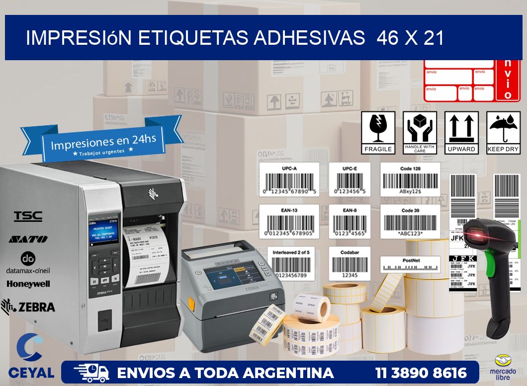 Impresión Etiquetas adhesivas  46 x 21