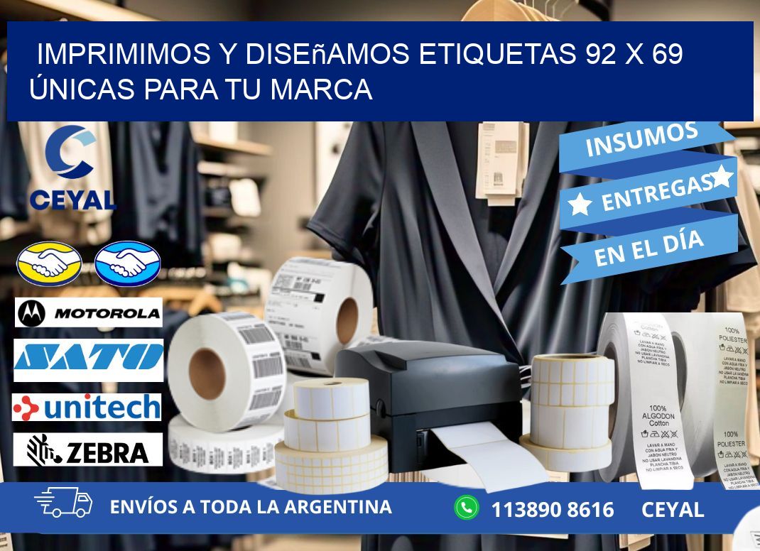 Imprimimos y Diseñamos Etiquetas 92 x 69 Únicas para tu marca