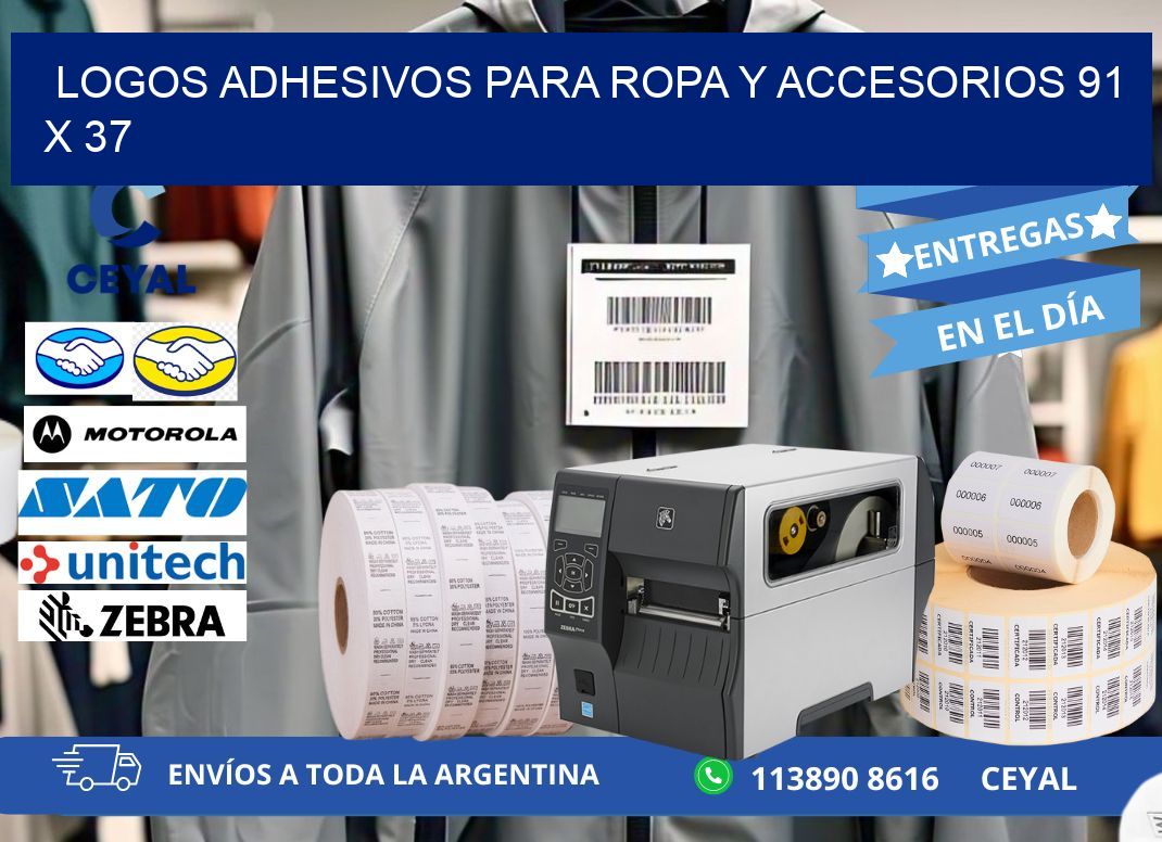 LOGOS ADHESIVOS PARA ROPA Y ACCESORIOS 91 x 37