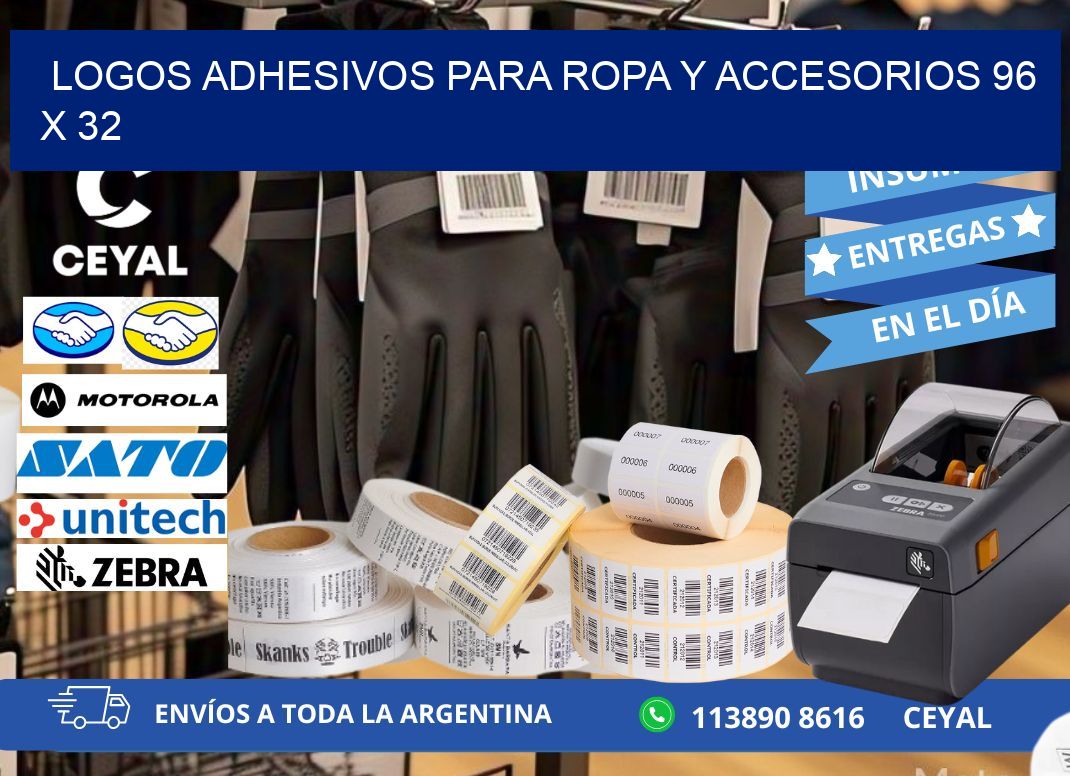 LOGOS ADHESIVOS PARA ROPA Y ACCESORIOS 96 x 32