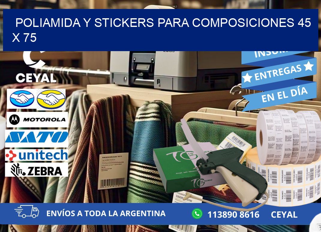 POLIAMIDA Y STICKERS PARA COMPOSICIONES 45 x 75