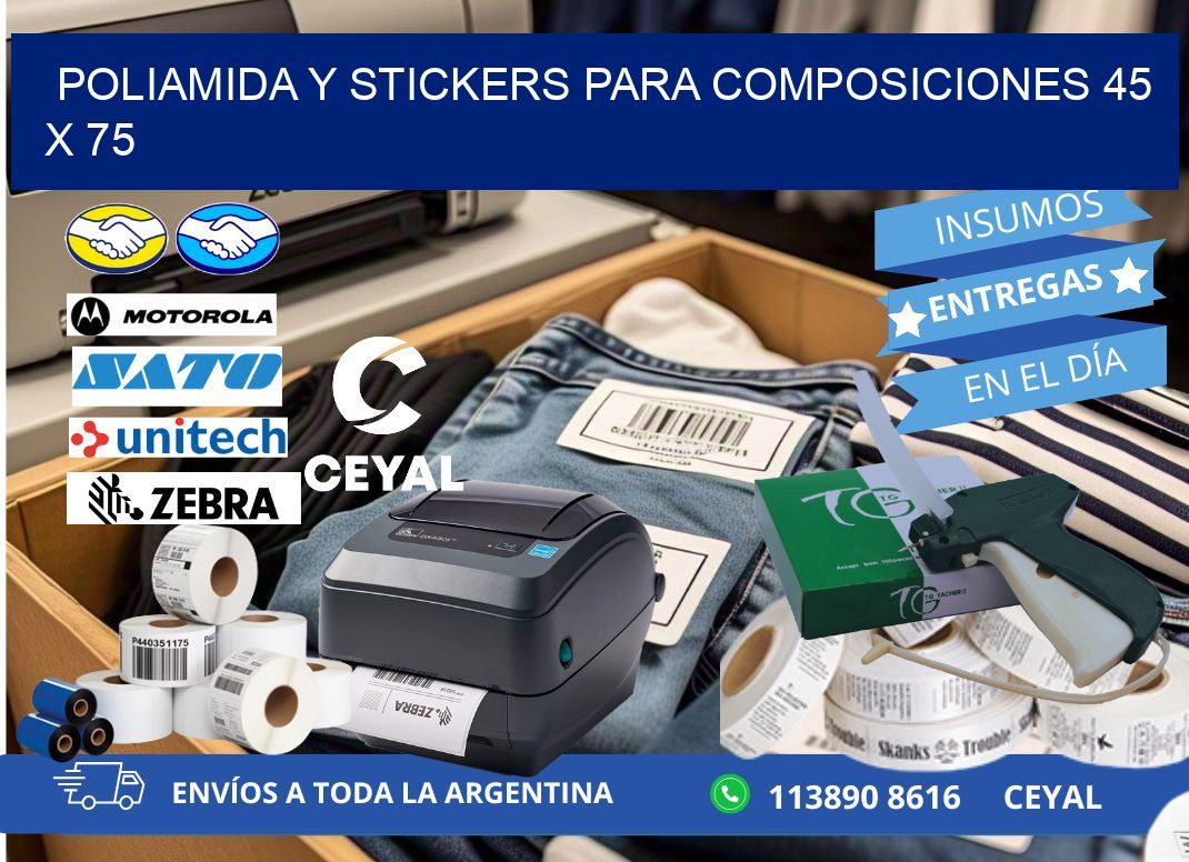 POLIAMIDA Y STICKERS PARA COMPOSICIONES 45 x 75