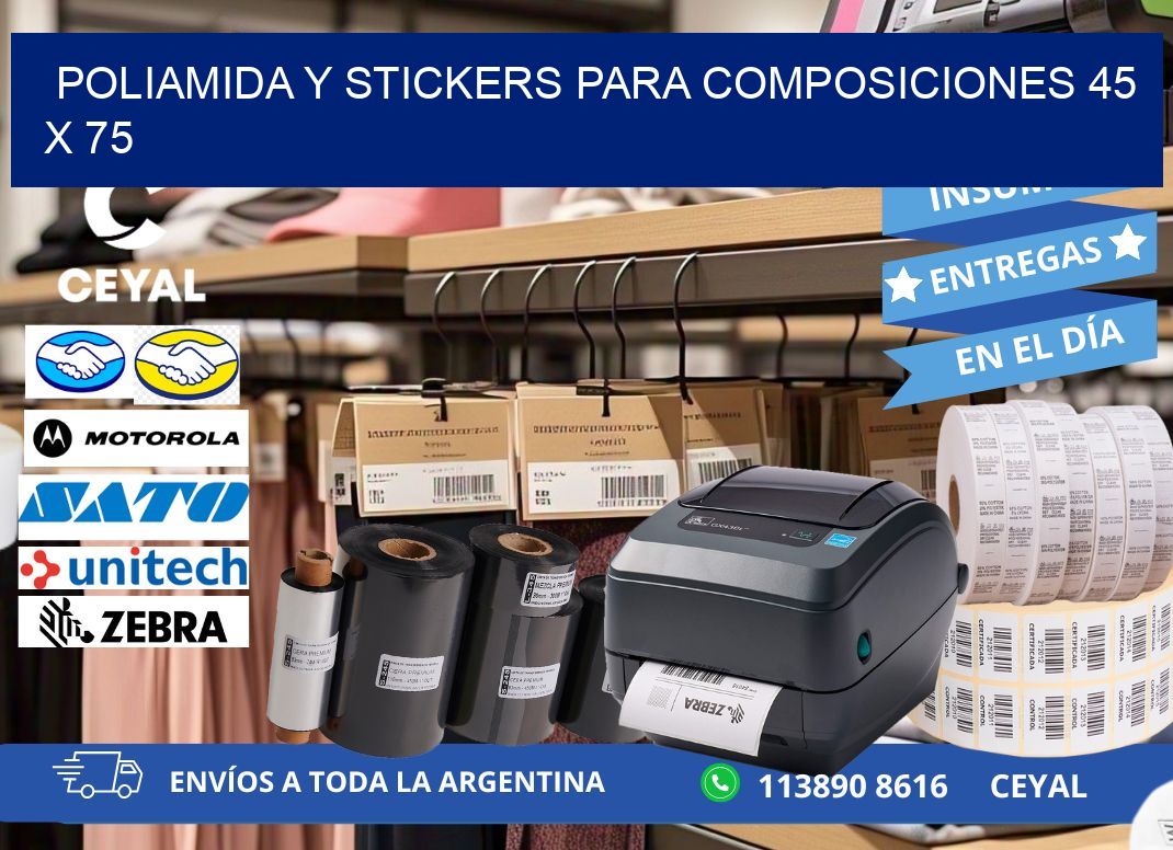 POLIAMIDA Y STICKERS PARA COMPOSICIONES 45 x 75