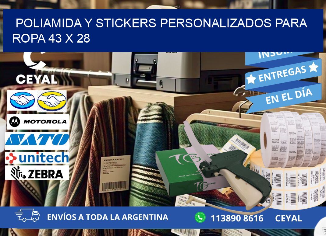 POLIAMIDA Y STICKERS PERSONALIZADOS PARA ROPA 43 x 28