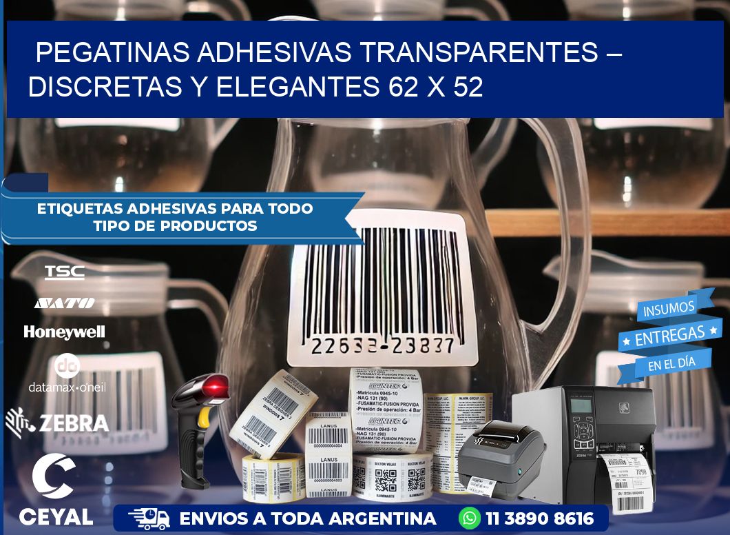 Pegatinas Adhesivas Transparentes – Discretas y Elegantes 62 x 52