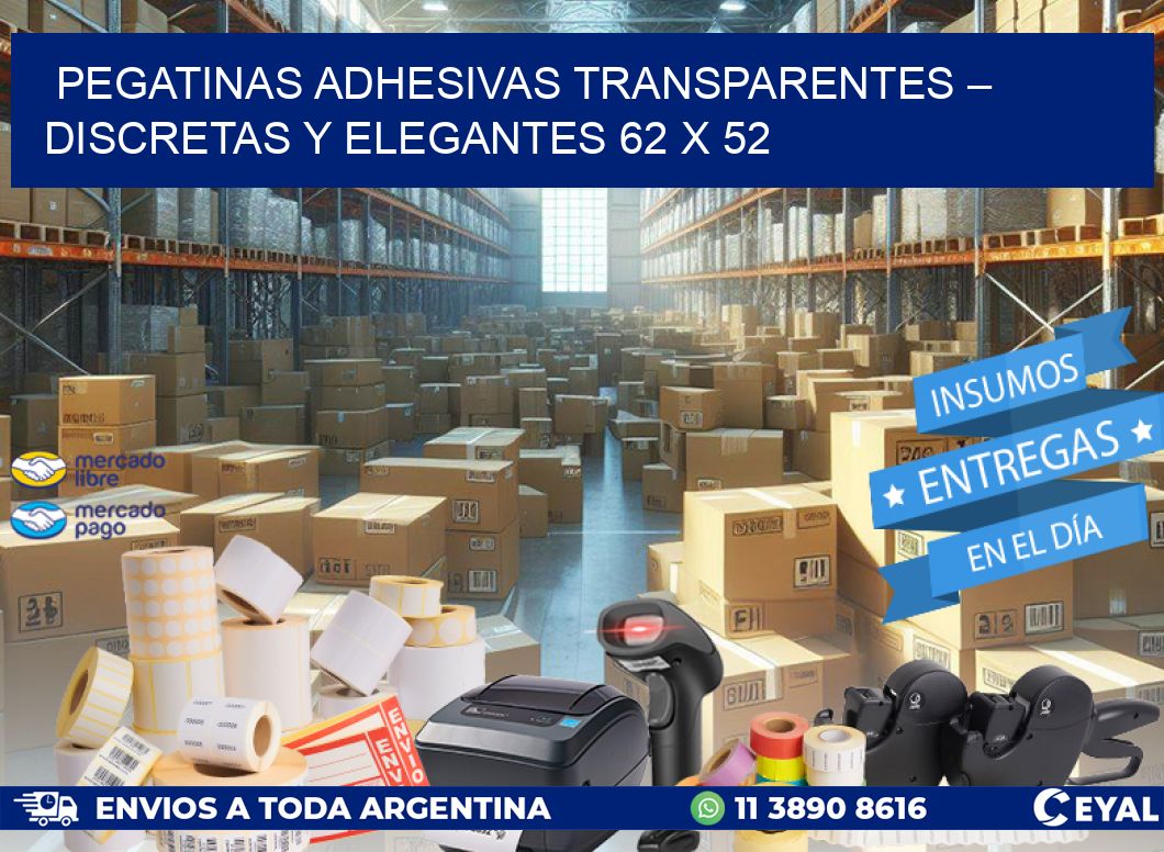 Pegatinas Adhesivas Transparentes – Discretas y Elegantes 62 x 52