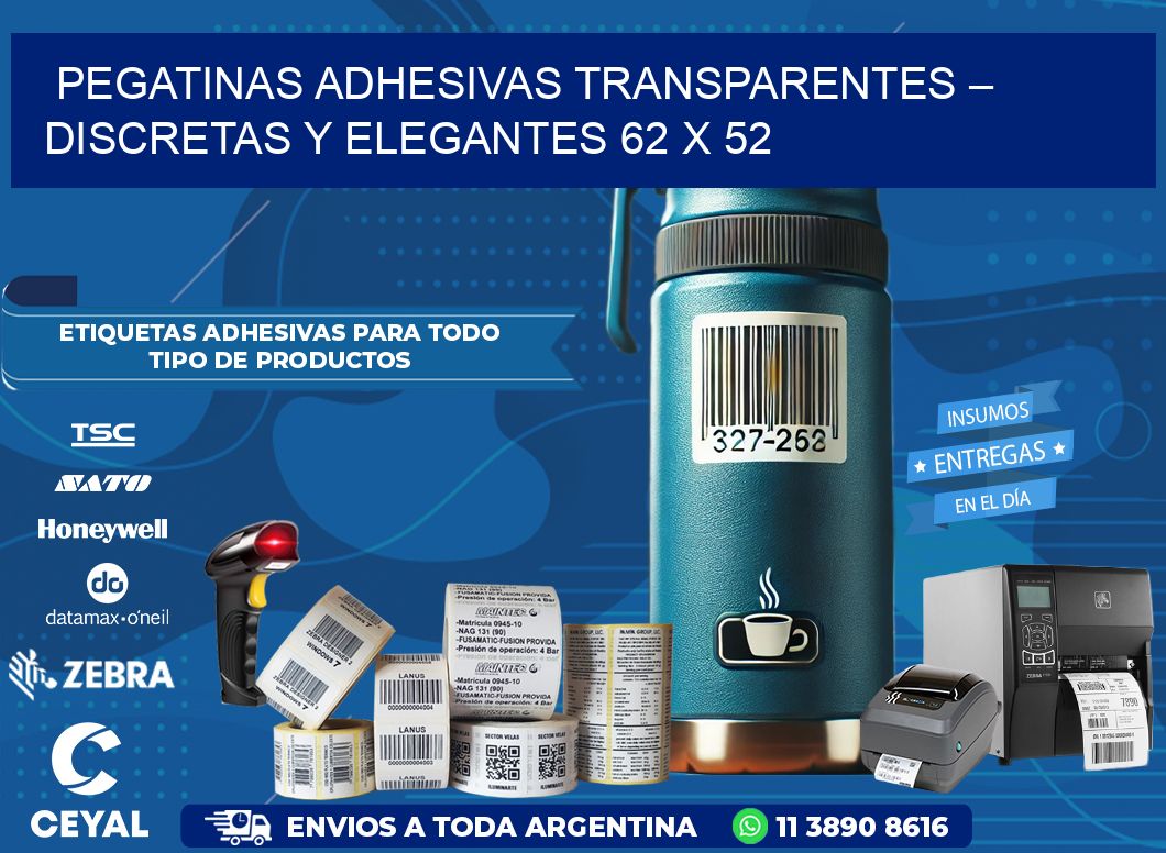 Pegatinas Adhesivas Transparentes – Discretas y Elegantes 62 x 52