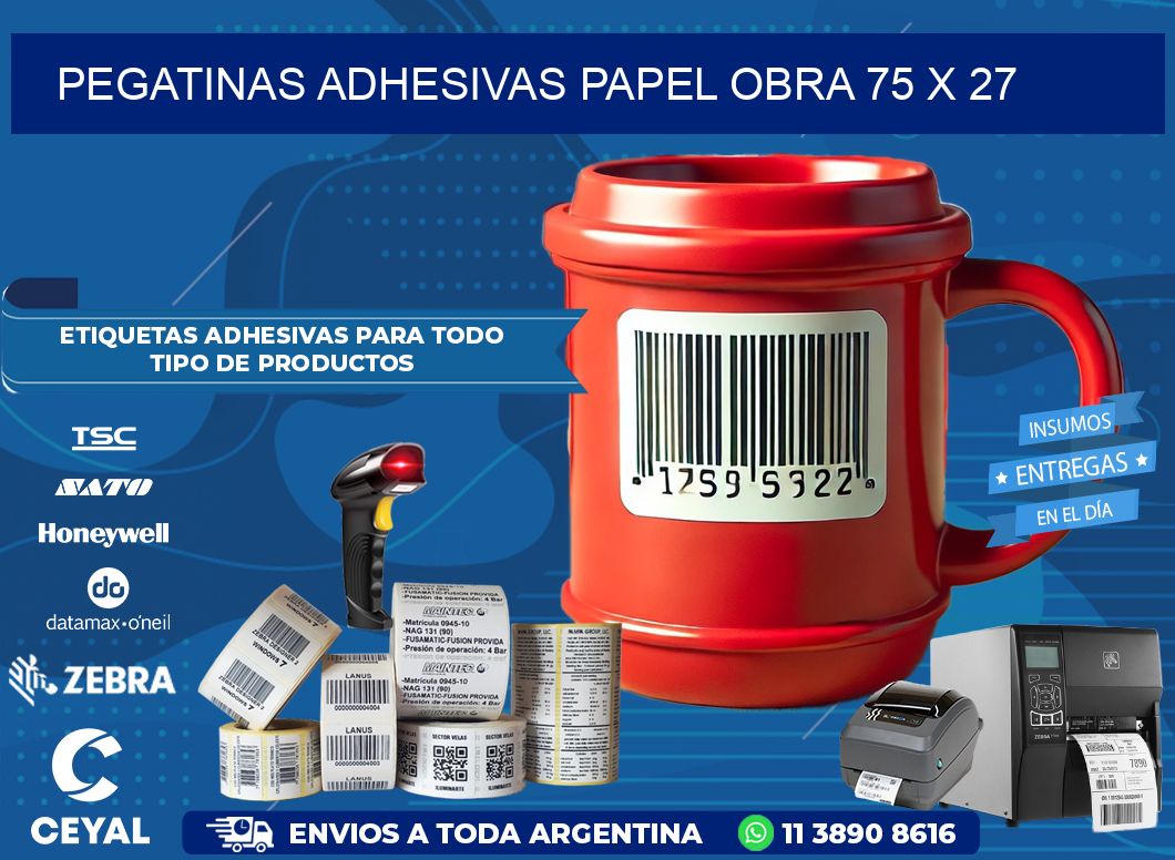 Pegatinas Adhesivas papel Obra 75 x 27