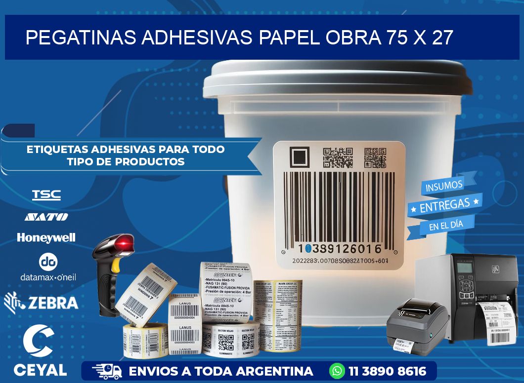 Pegatinas Adhesivas papel Obra 75 x 27