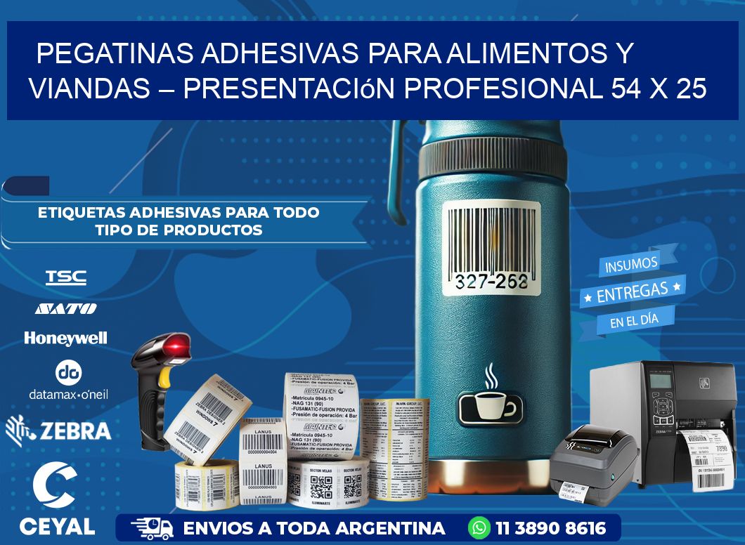 Pegatinas Adhesivas para Alimentos y Viandas – Presentación Profesional 54 x 25