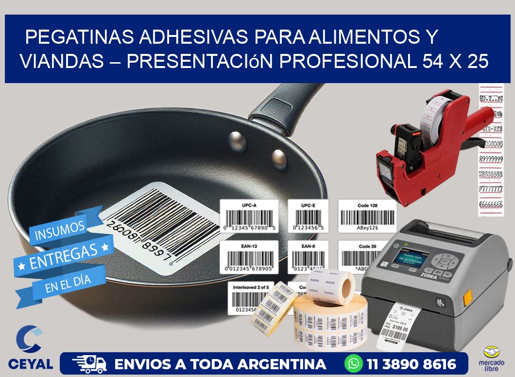 Pegatinas Adhesivas para Alimentos y Viandas – Presentación Profesional 54 x 25