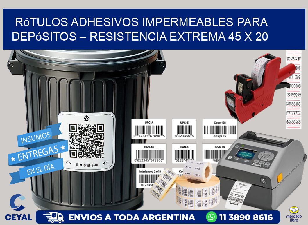 Rótulos Adhesivos Impermeables para Depósitos – Resistencia Extrema 45 x 20