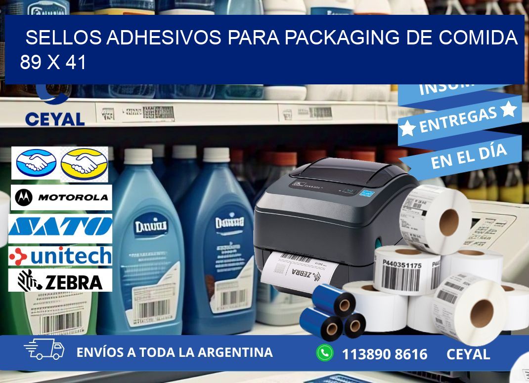 SELLOS ADHESIVOS PARA PACKAGING DE COMIDA  89 x 41