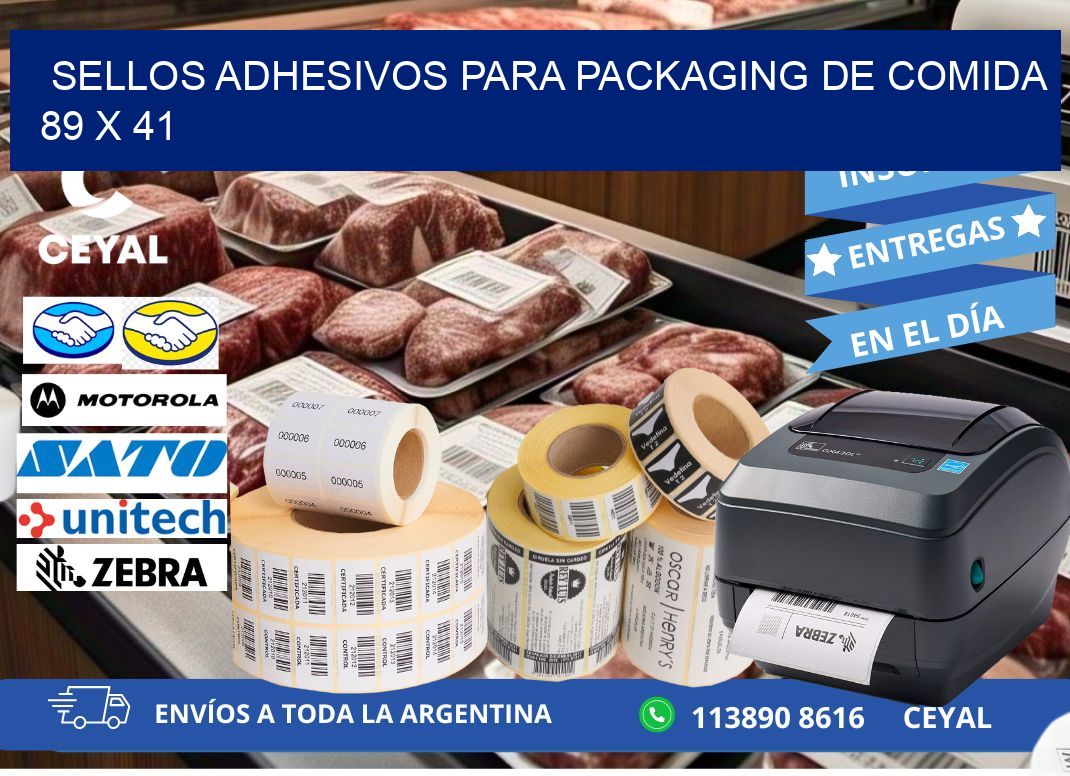 SELLOS ADHESIVOS PARA PACKAGING DE COMIDA  89 x 41