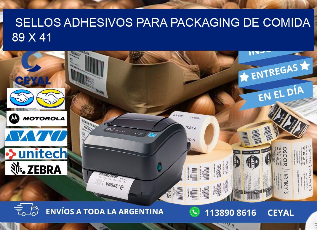 SELLOS ADHESIVOS PARA PACKAGING DE COMIDA  89 x 41