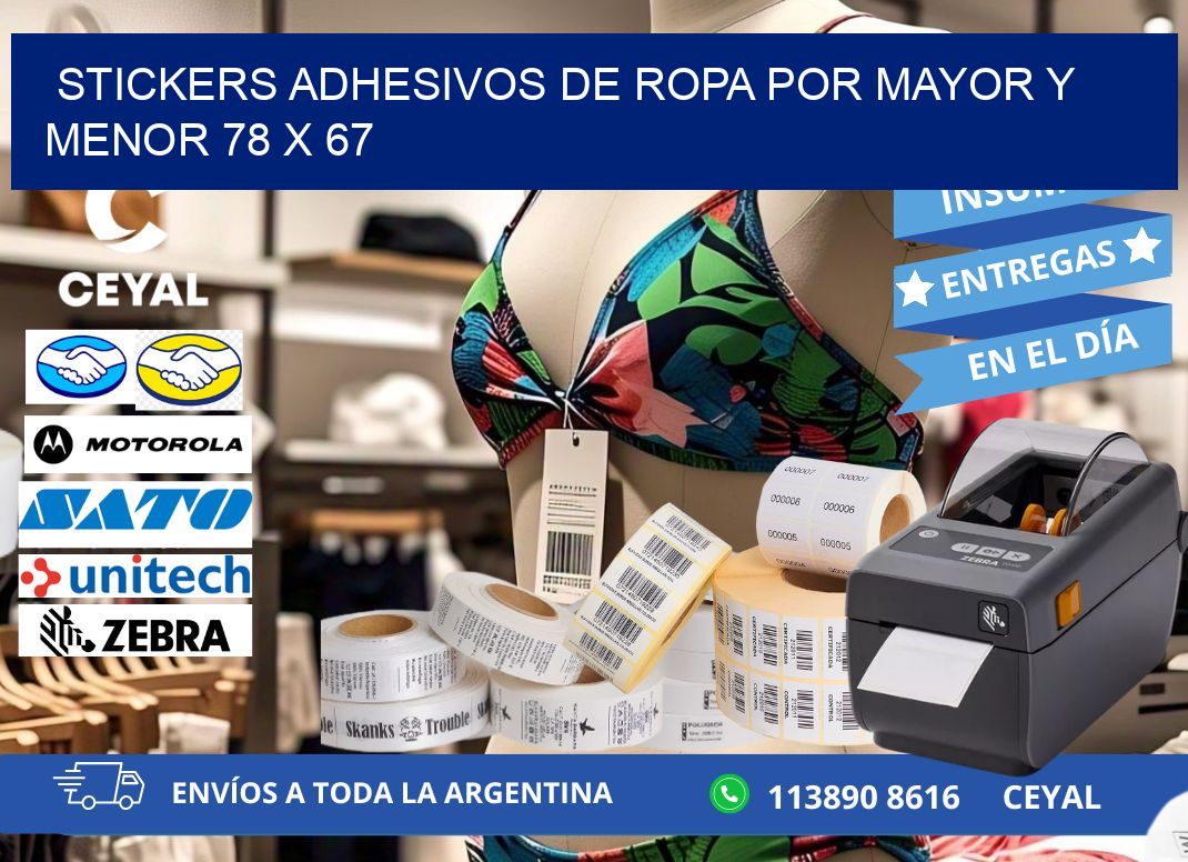 STICKERS ADHESIVOS DE ROPA POR MAYOR Y MENOR 78 x 67