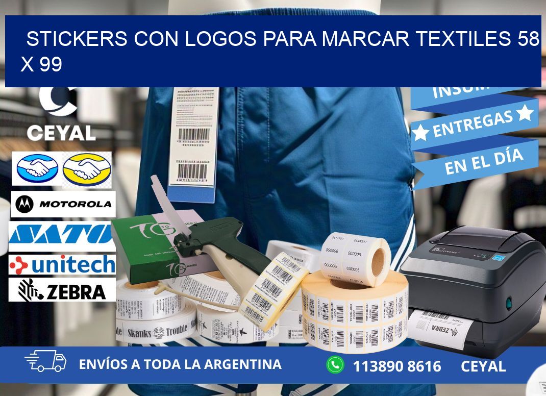 STICKERS CON LOGOS PARA MARCAR TEXTILES 58 x 99