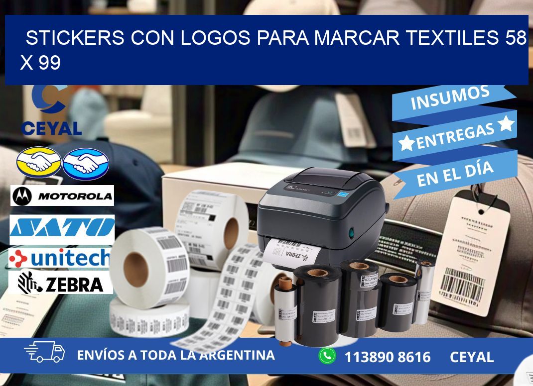 STICKERS CON LOGOS PARA MARCAR TEXTILES 58 x 99