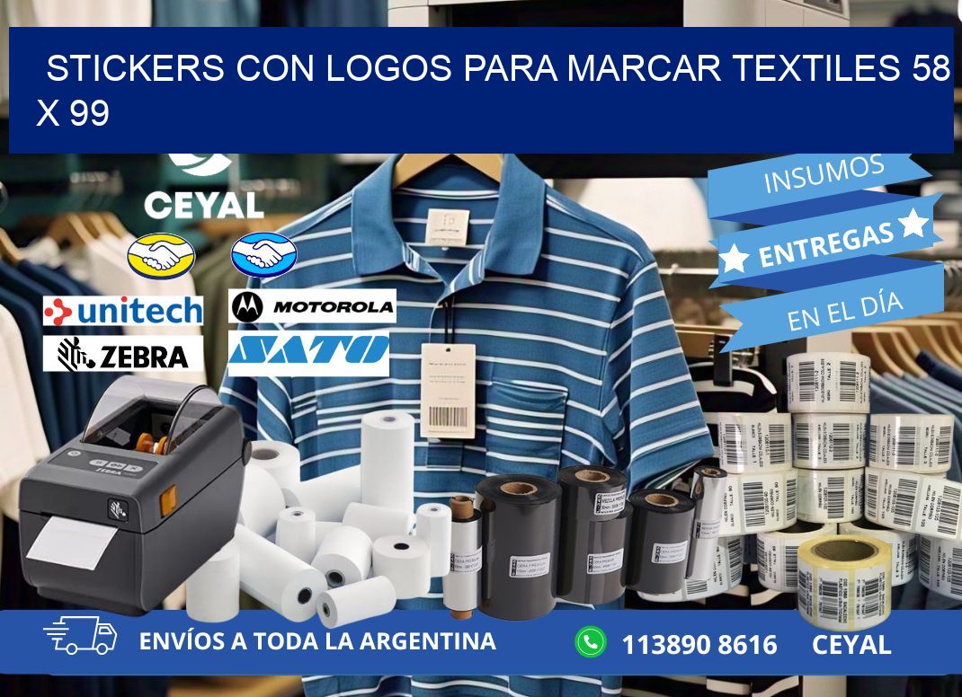 STICKERS CON LOGOS PARA MARCAR TEXTILES 58 x 99