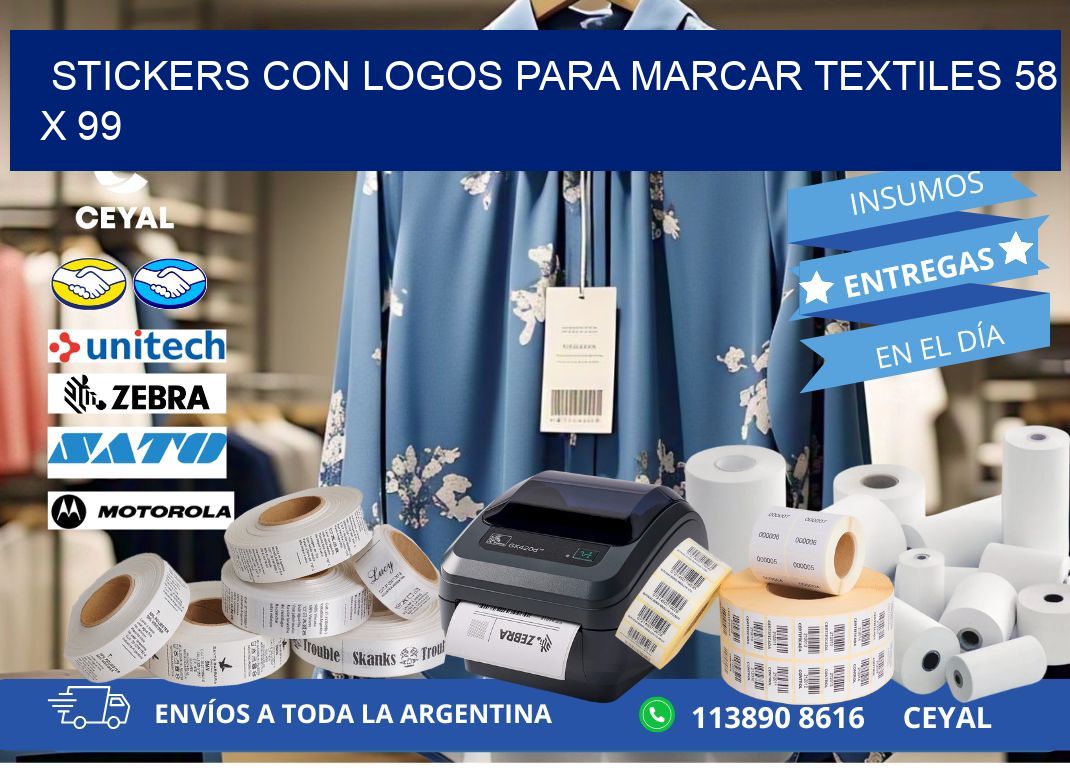 STICKERS CON LOGOS PARA MARCAR TEXTILES 58 x 99