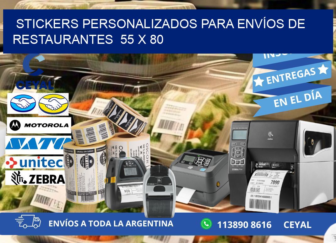 STICKERS PERSONALIZADOS PARA ENVÍOS DE RESTAURANTES  55 x 80