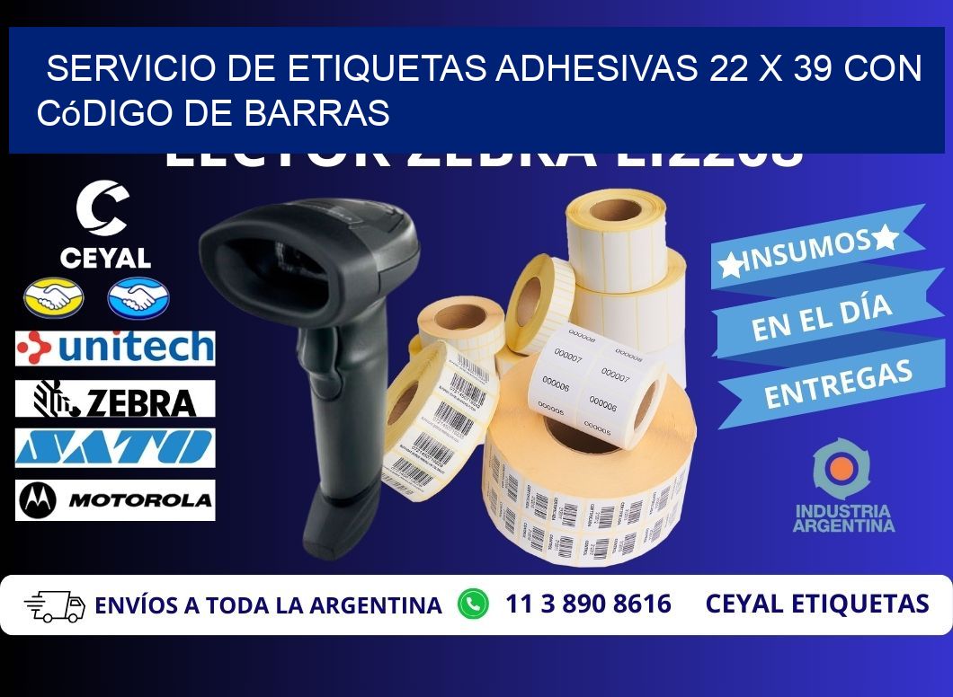 Servicio de Etiquetas Adhesivas 22 x 39 con Código de Barras