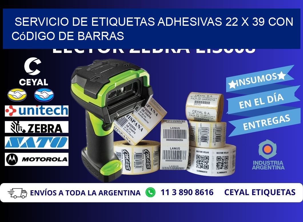 Servicio de Etiquetas Adhesivas 22 x 39 con Código de Barras