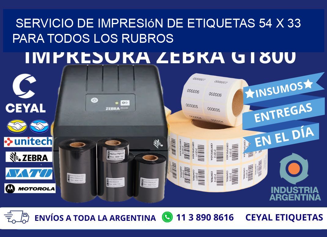 Servicio de Impresión de Etiquetas 54 x 33 para Todos los Rubros