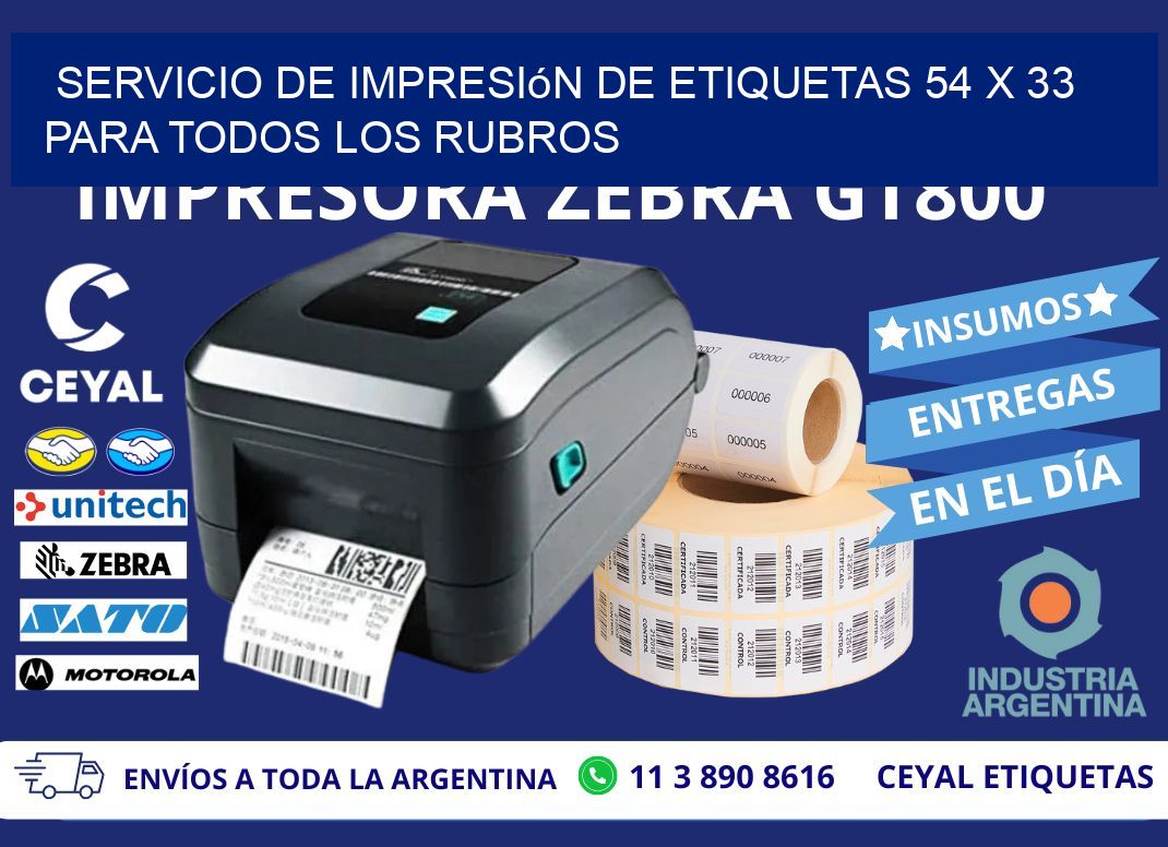 Servicio de Impresión de Etiquetas 54 x 33 para Todos los Rubros