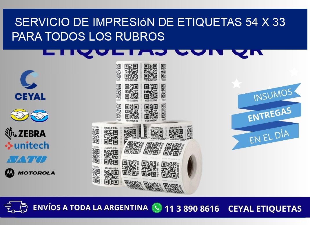 Servicio de Impresión de Etiquetas 54 x 33 para Todos los Rubros