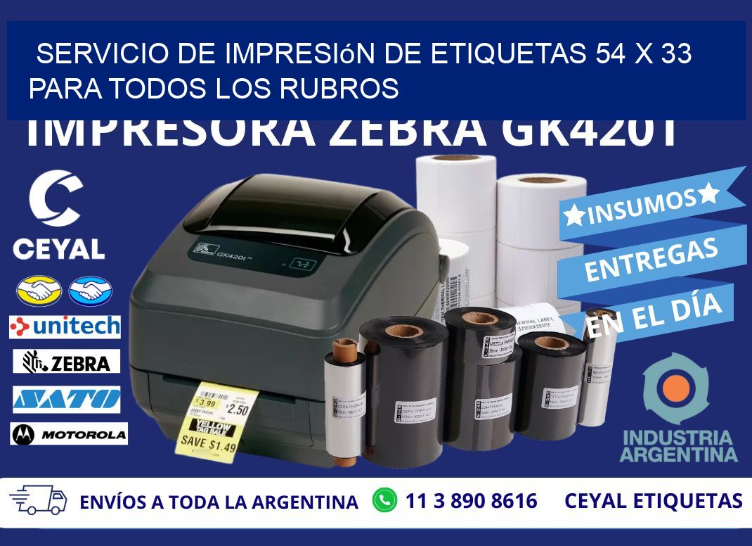 Servicio de Impresión de Etiquetas 54 x 33 para Todos los Rubros