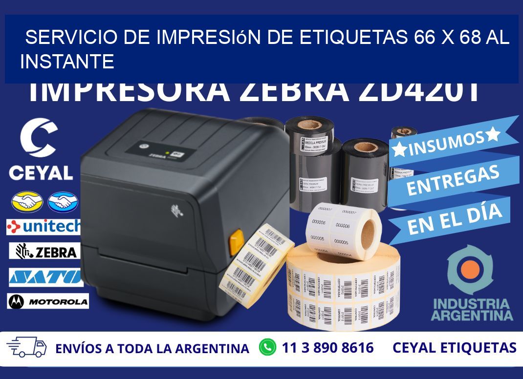 Servicio de Impresión de Etiquetas 66 x 68 al Instante