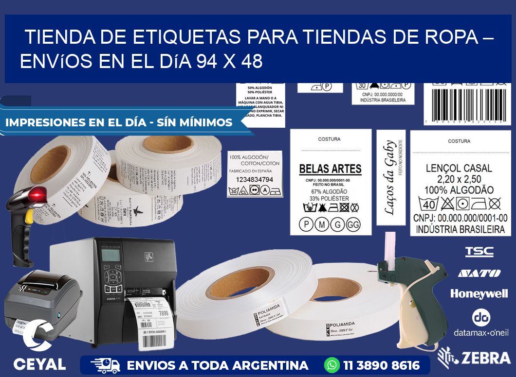 Tienda de Etiquetas para Tiendas de Ropa – Envíos en el Día 94 x 48