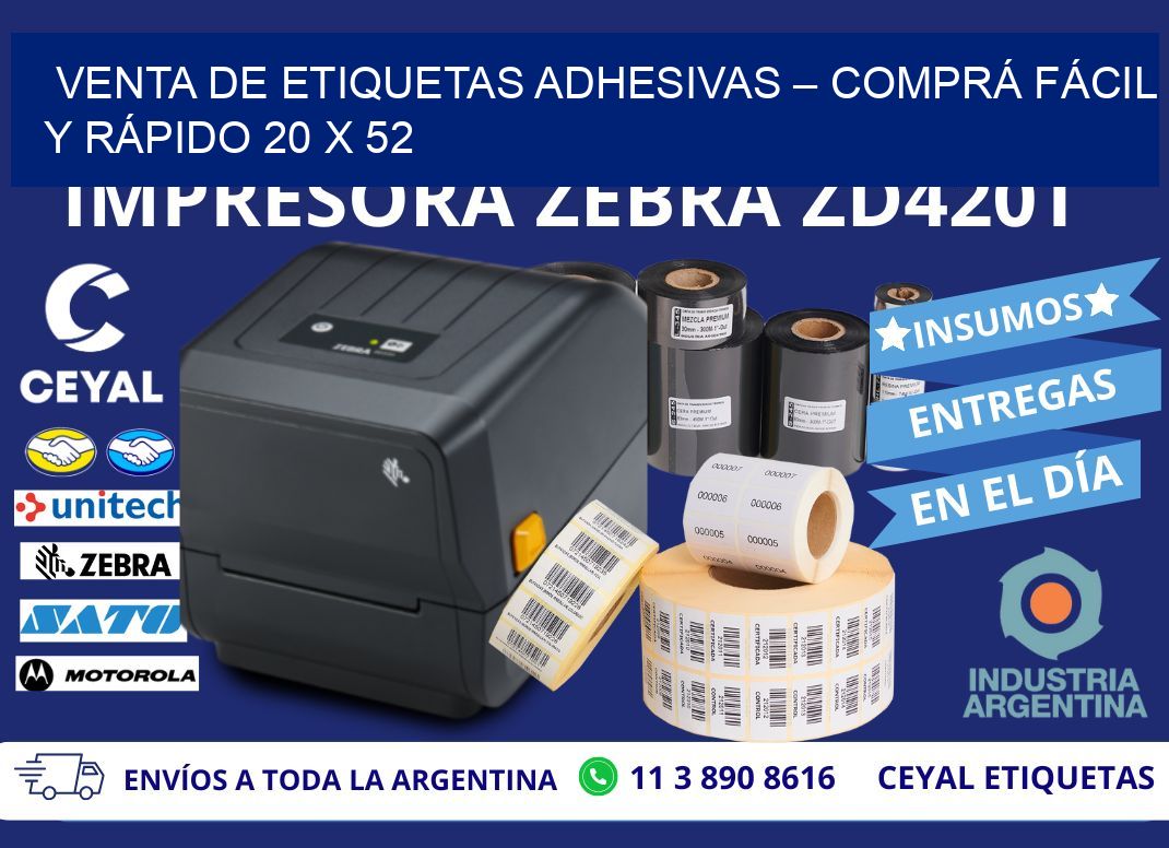 VENTA DE ETIQUETAS ADHESIVAS – COMPRÁ FÁCIL Y RÁPIDO 20 x 52