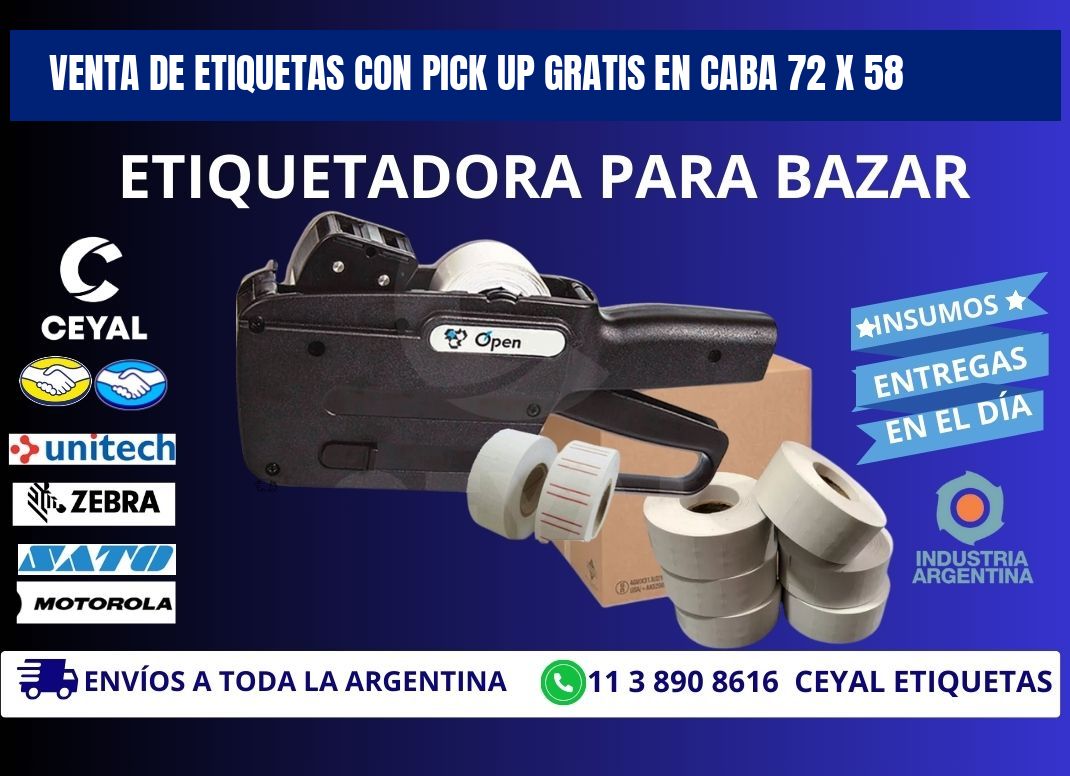 VENTA DE ETIQUETAS CON PICK UP GRATIS EN CABA 72 x 58