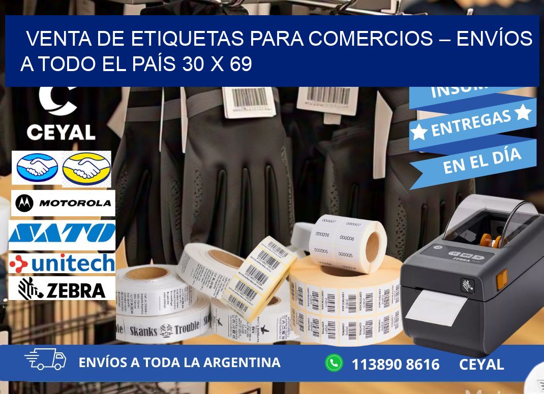 VENTA DE ETIQUETAS PARA COMERCIOS – ENVÍOS A TODO EL PAÍS 30 x 69