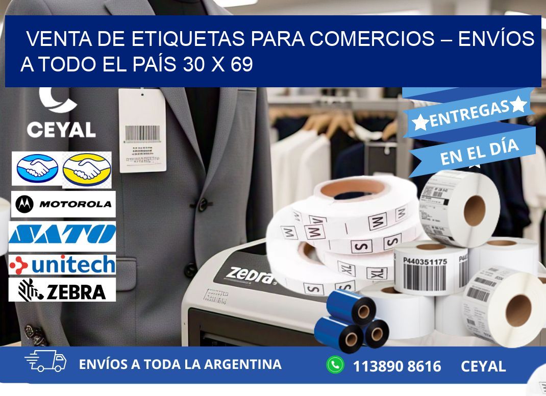 VENTA DE ETIQUETAS PARA COMERCIOS – ENVÍOS A TODO EL PAÍS 30 x 69