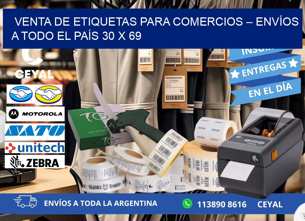 VENTA DE ETIQUETAS PARA COMERCIOS – ENVÍOS A TODO EL PAÍS 30 x 69