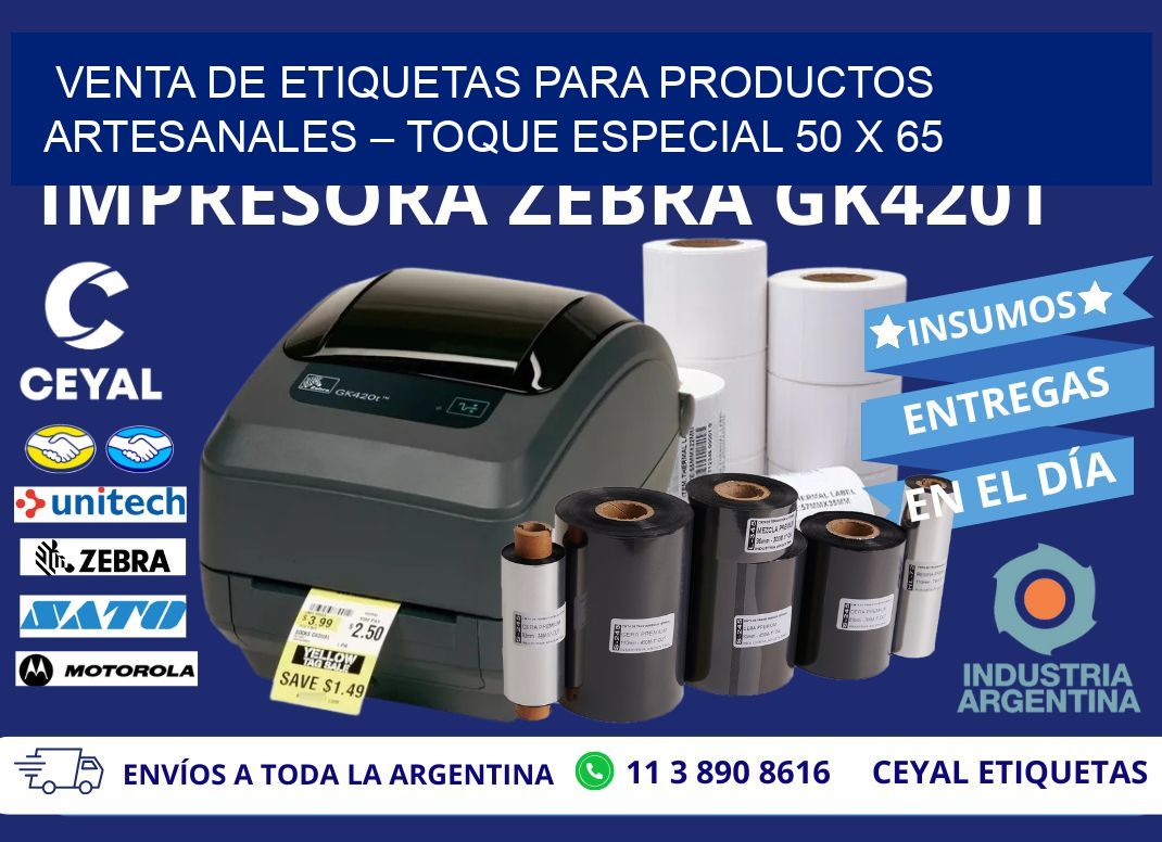 VENTA DE ETIQUETAS PARA PRODUCTOS ARTESANALES – TOQUE ESPECIAL 50 x 65