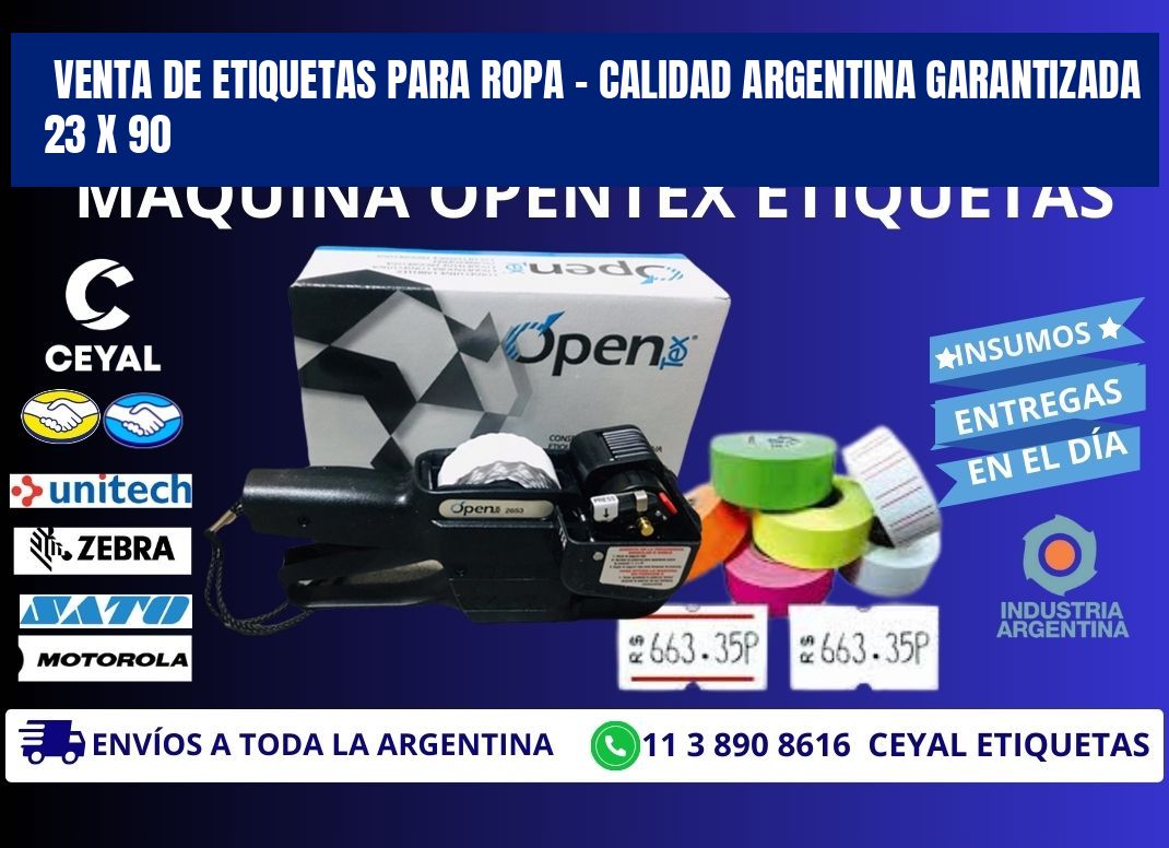 VENTA DE ETIQUETAS PARA ROPA – CALIDAD ARGENTINA GARANTIZADA 23 x 90