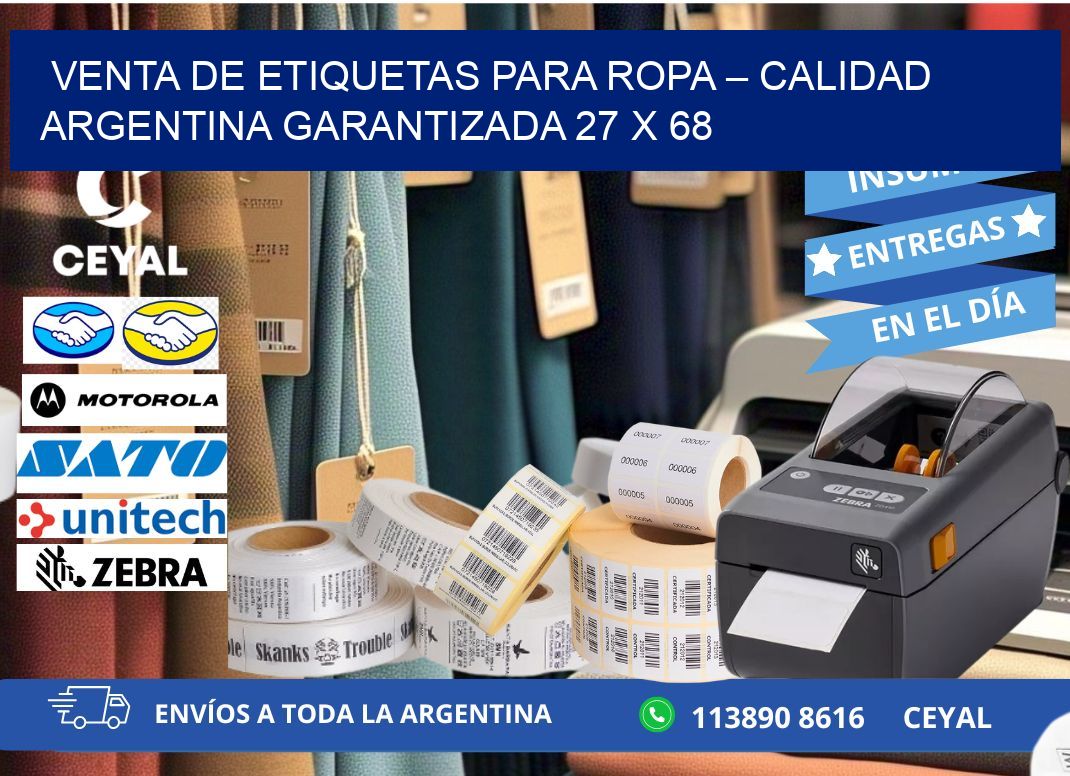 VENTA DE ETIQUETAS PARA ROPA – CALIDAD ARGENTINA GARANTIZADA 27 x 68