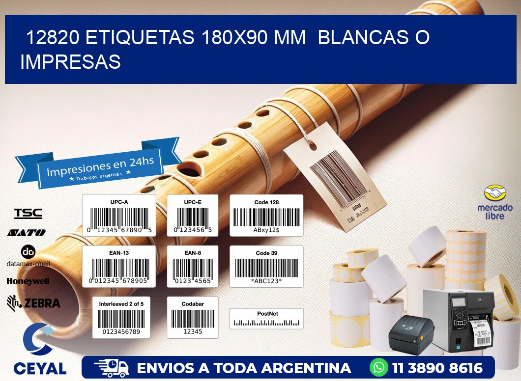 12820 ETIQUETAS 180x90 mm  BLANCAS O IMPRESAS