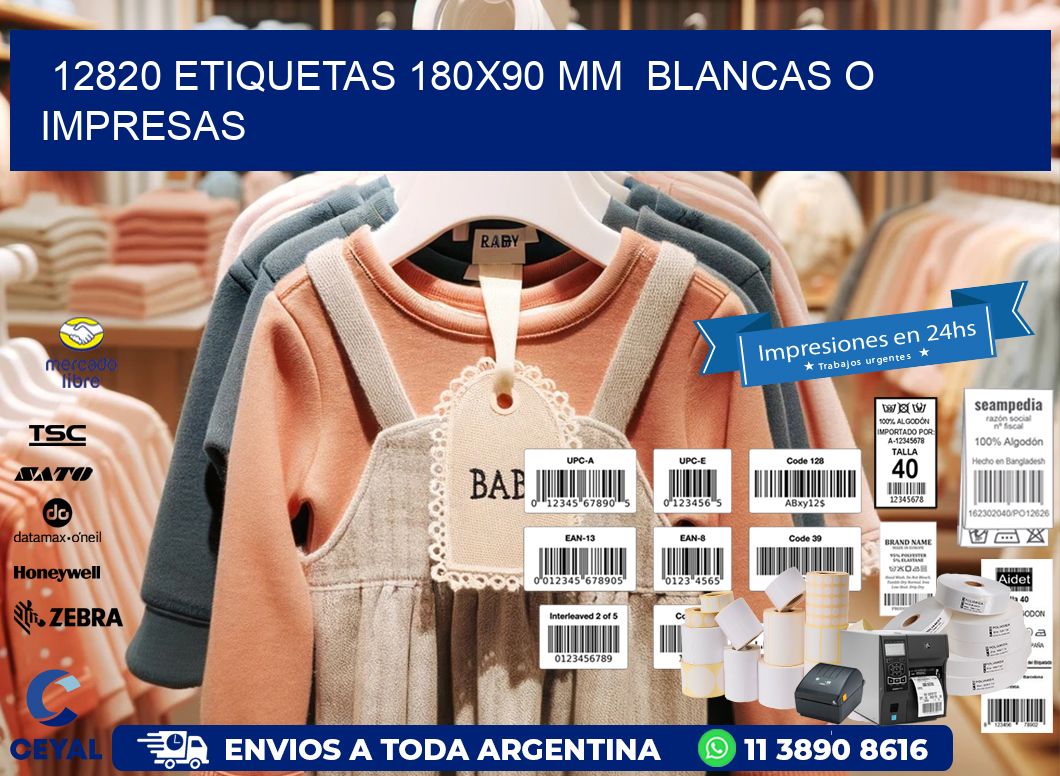 12820 ETIQUETAS 180x90 mm  BLANCAS O IMPRESAS