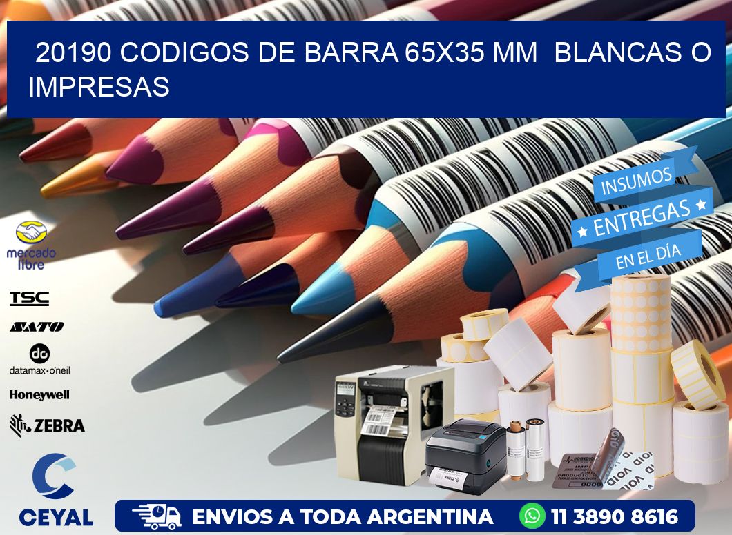 20190 CODIGOS DE BARRA 65x35 mm  BLANCAS O IMPRESAS