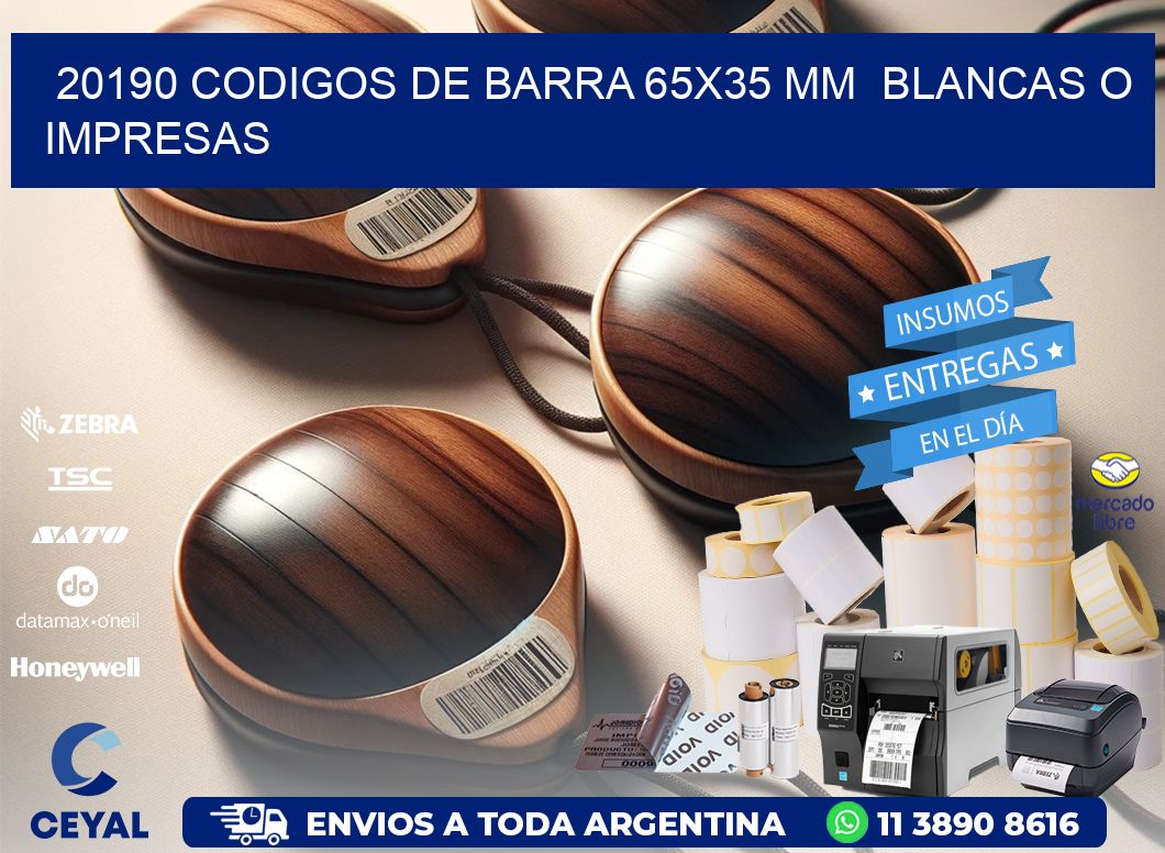 20190 CODIGOS DE BARRA 65x35 mm  BLANCAS O IMPRESAS