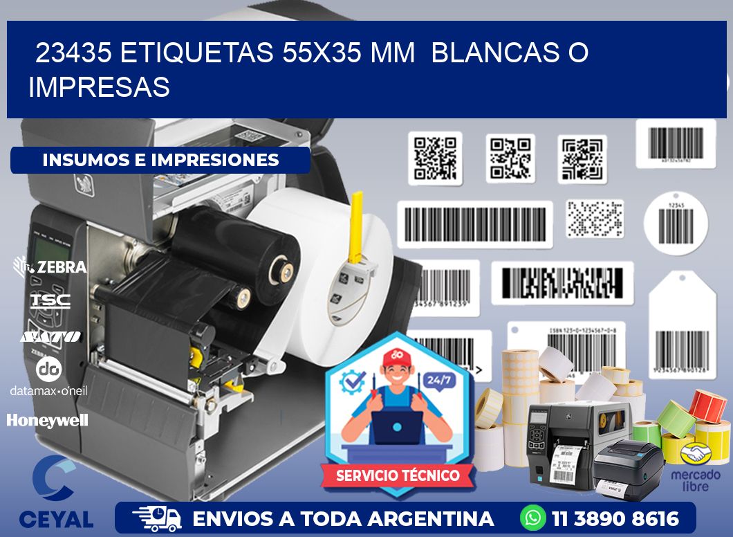 23435 ETIQUETAS 55x35 mm  BLANCAS O IMPRESAS