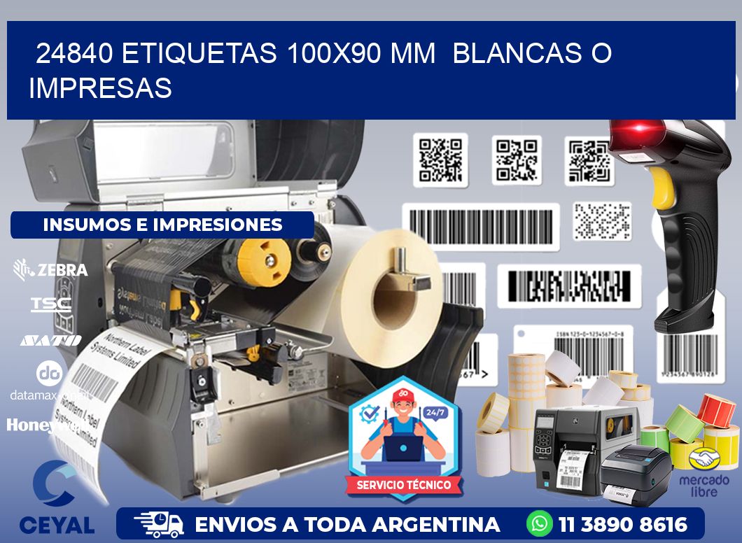 24840 ETIQUETAS 100x90 mm  BLANCAS O IMPRESAS