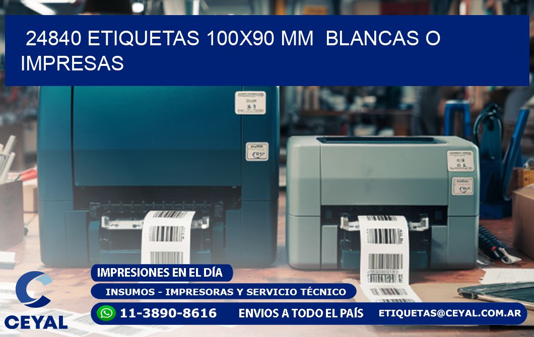 24840 ETIQUETAS 100x90 mm  BLANCAS O IMPRESAS