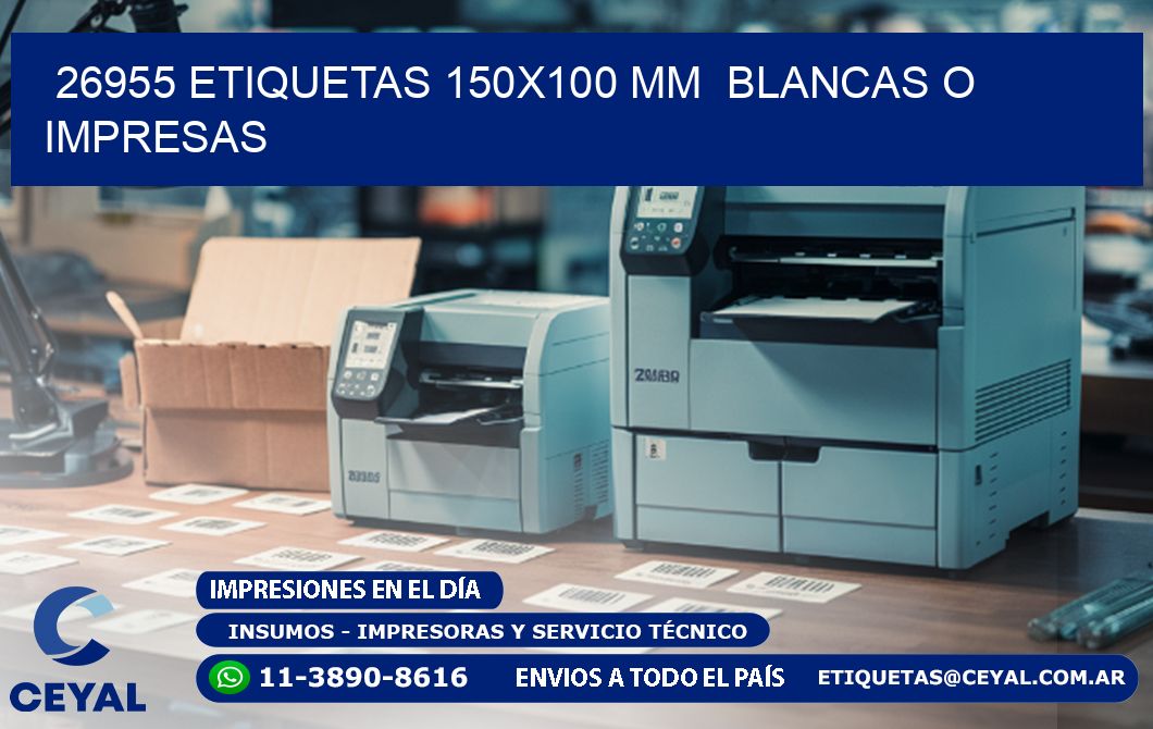 26955 ETIQUETAS 150x100 mm  BLANCAS O IMPRESAS
