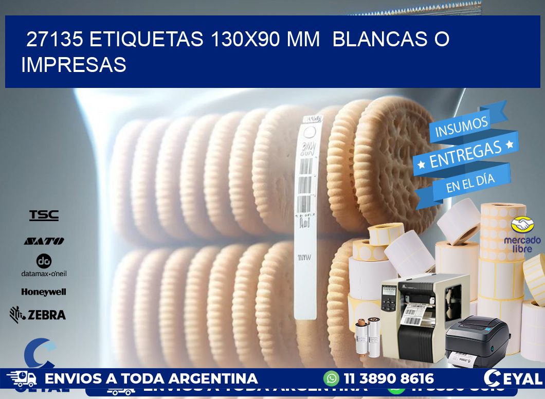 27135 ETIQUETAS 130x90 mm  BLANCAS O IMPRESAS